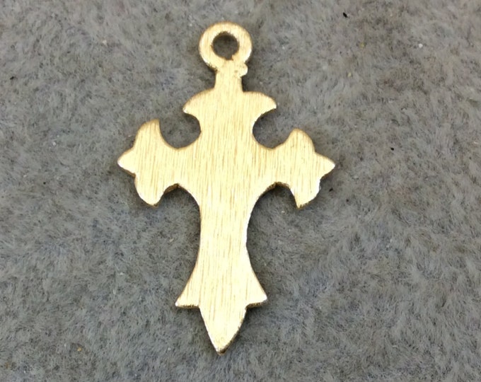 Gothic Elegance; 10-Pack Gold-Plated Copper Cross Pendants/Charms, 16mm x 26mm (Item Code: 212-GD)