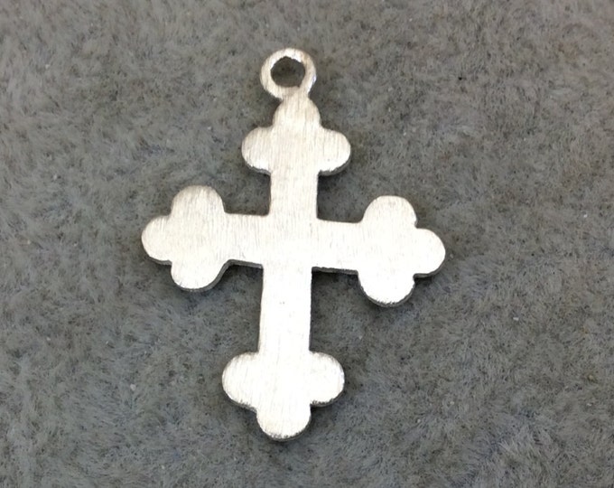 Exquisite Silver Bulbed Cross Pendants – Pack of 10 (18mm x 22mm) - 213-SV