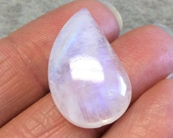 OOAK Single AAA Curved Tear Shaped Blue Moonstone Flat Back Cabochon - Measuring 17mm x 27mm, 7mm Dome Height - Gemstone Cab (Batch B)