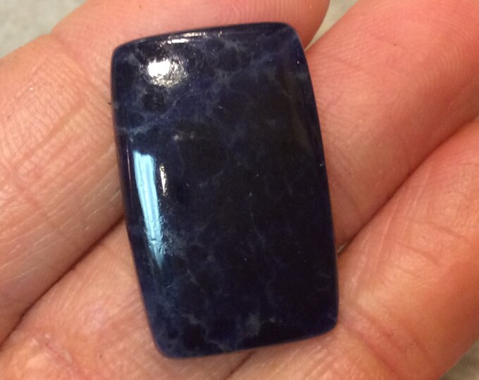 Natural Sodalite Rectangle Shaped Flat Backed Cabochon - Measuring 18mm x 29mm, 3mm Dome Height - High Quality Hand-Cut Gemstone Cab