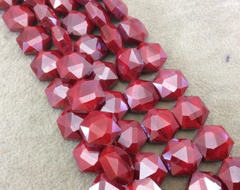 Red Crystal Glass Hexagon Point copper Pendant,Faceted slice double points Bulk,Glass Stick Reiki Chakra Pendant Necklace Supplies,3pcs