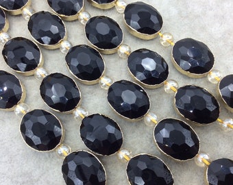 13mm x 18mm Gold Electroplated Glossy Finish Faceted Opaque Black Crystal Teardrop Glass Beads Chinese Crystal Beads