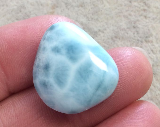 Natural Larimar Freeform Triangle Shaped Flat Back Cabochon - Measuring 18.5mm x 21mm, 8.5mm Dome Height - Natural High Quality Gemstone