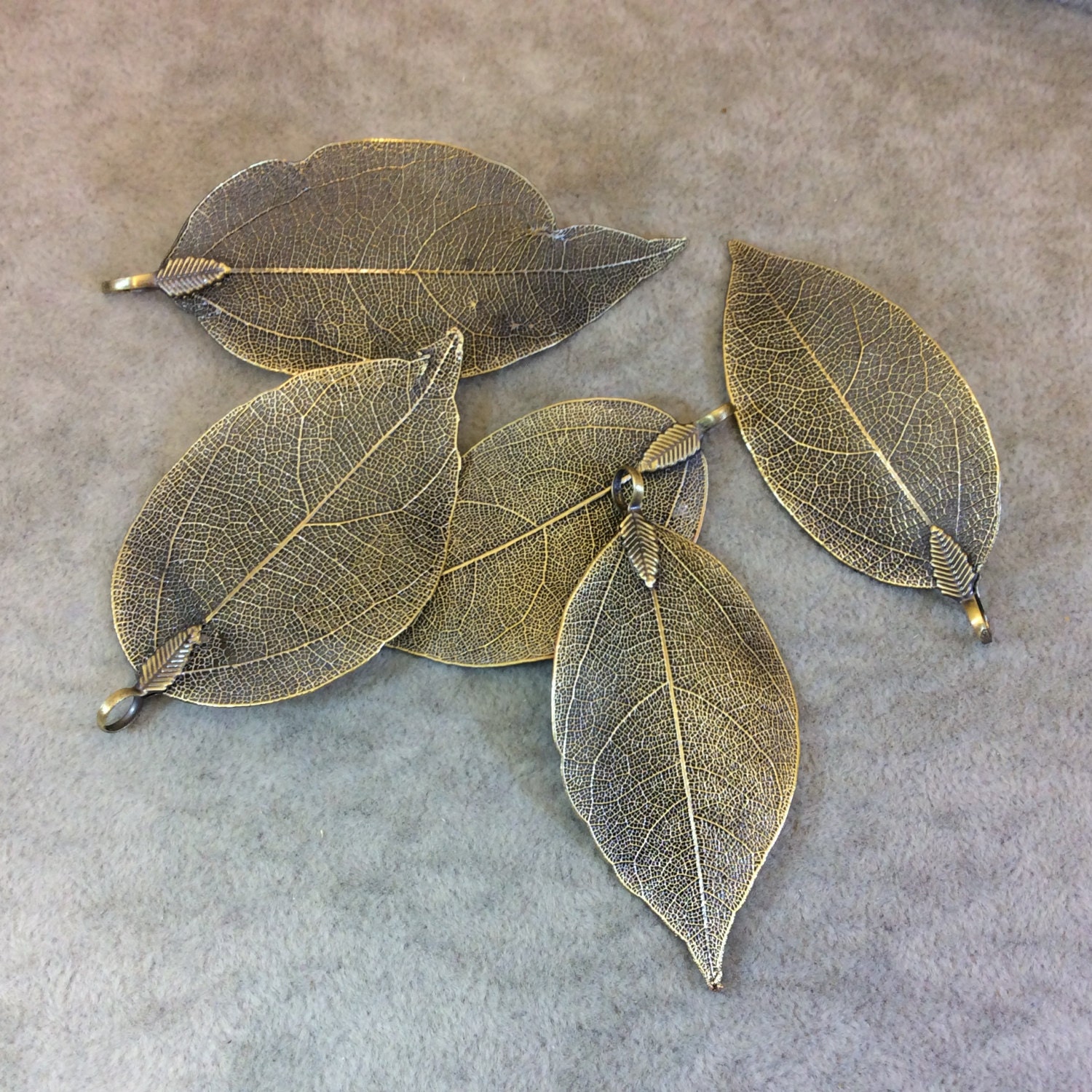 Large Brass Finish Electroplated Copper Leaf Pendants with Etsy