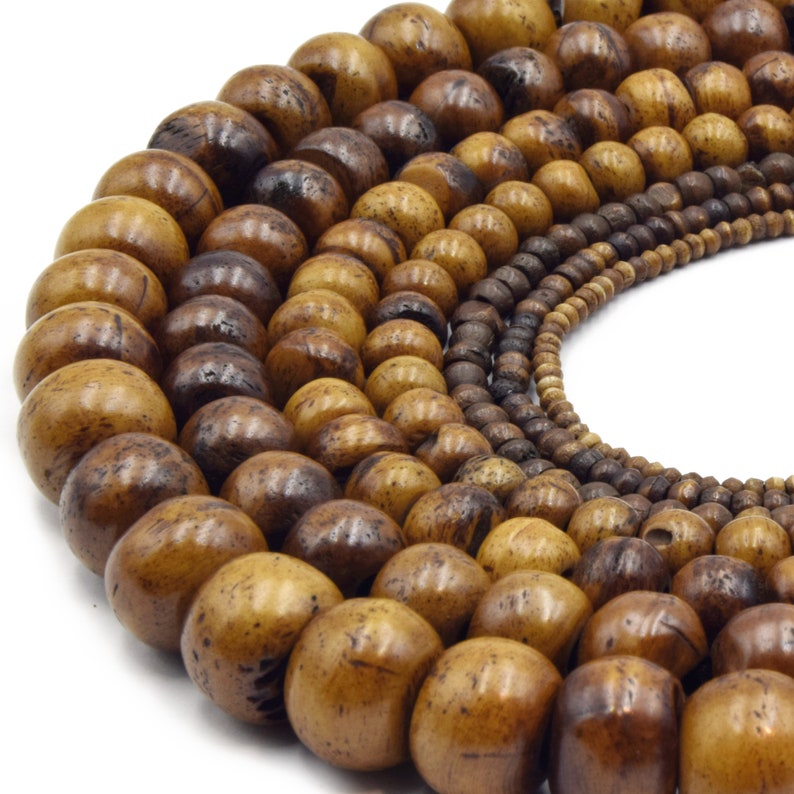 Bone Beads Ox Bone Round Rondelle Beads White Bone Beads, Brown Bone Beads 2mm 3mm 4mm 6mm 8mm 10mm 12mm 14mm 16mm Medium Brown