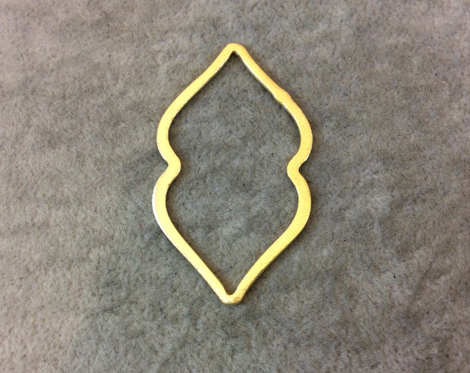Gold Brushed Finish Medium Indented Marquis/Lips Open Pendant/Connector Components - Measuring 30mm x 49mm - Sold in Packs of 10 (473-GD)
