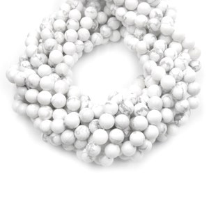 White Howlite Beads Matte Round Natural Howlite Beads 4mm 6mm 8mm 10mm 12mm Bead Supplies image 3