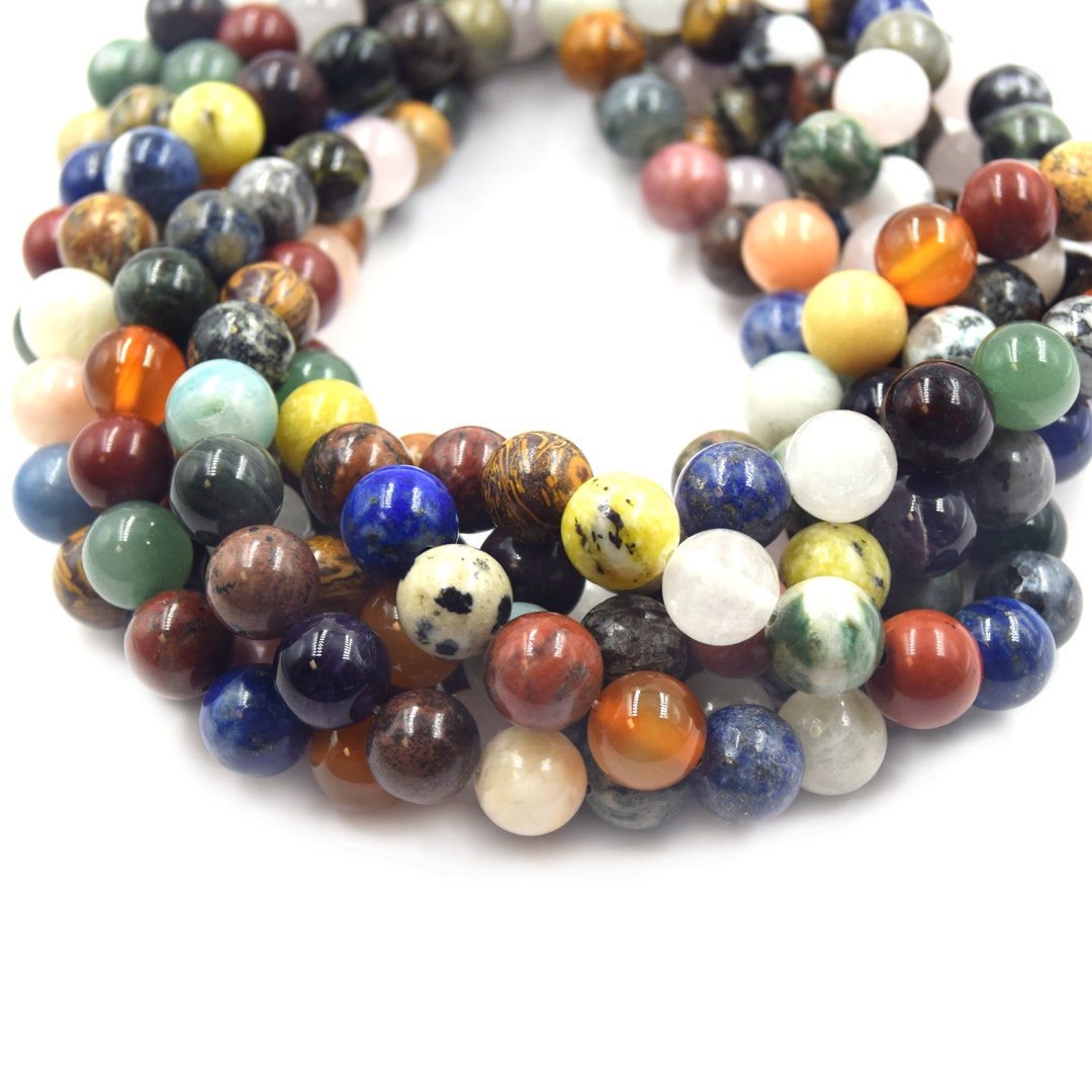 Mixed Gemstone Beads Natural Smooth Round Gemstone Beads 4mm 6mm 8mm