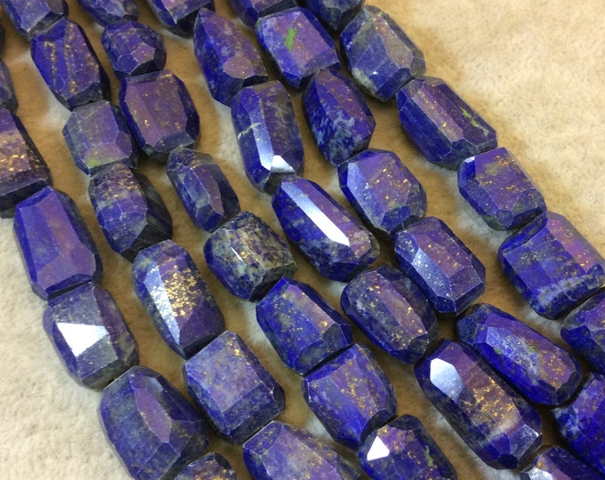 Lapis Lazuli Nugget Beads - Faceted Semi Precious Gemstone Beads - 12mm x 15mm