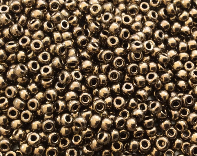 Size 8/0 Glossy Finish Metallic Dark Bronze Genuine Miyuki Glass Seed Beads - Sold by 22 Gram Tubes (Approx. 900 Beads per Tube) - (8-9457)