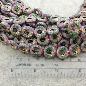 15mm Decorative Floral Light Purple Donut/Ring Shaped Metal/Enamel Cloisonné Beads Sold by 15 Strands Approx. 27 Beads Per Strand image 2