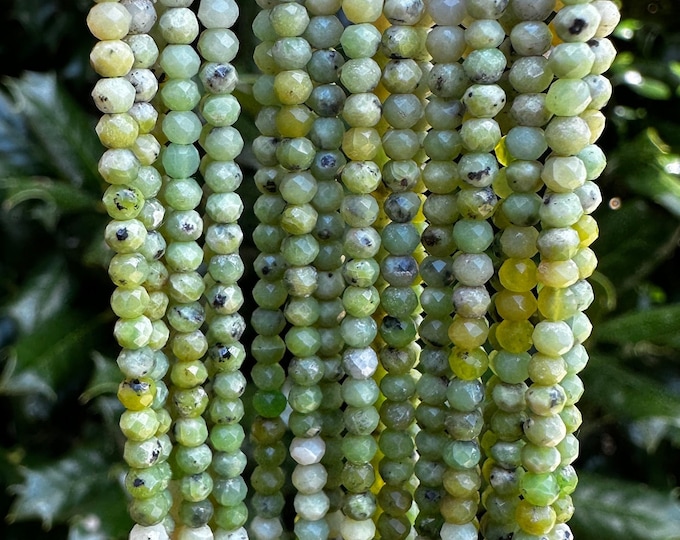 Green Opal Rondelle Shaped Beads - 2mm x 3mm Faceted