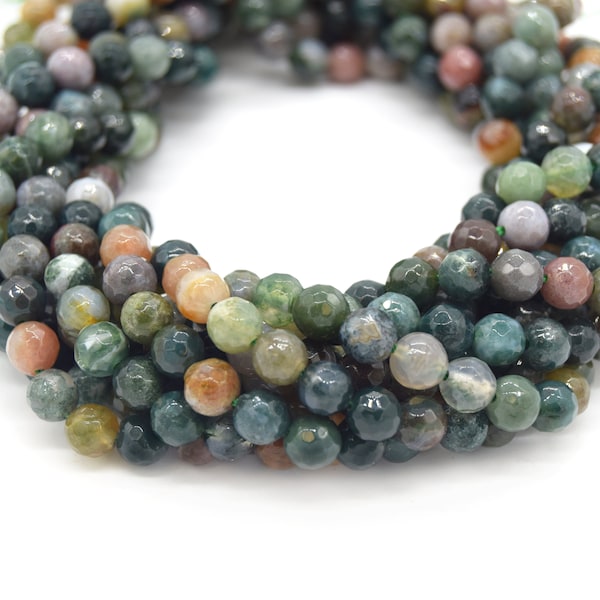 Indian Agate Beads | Natural Faceted Round Gemstone Beads - 4mm 6mm 8mm 10mm 12mm Available