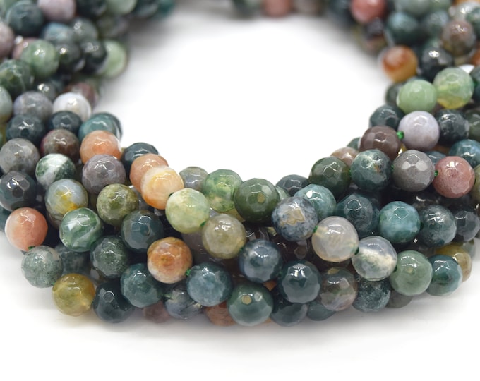 Indian Agate Beads | Natural Faceted Round Gemstone Beads - 4mm 6mm 8mm 10mm 12mm Available