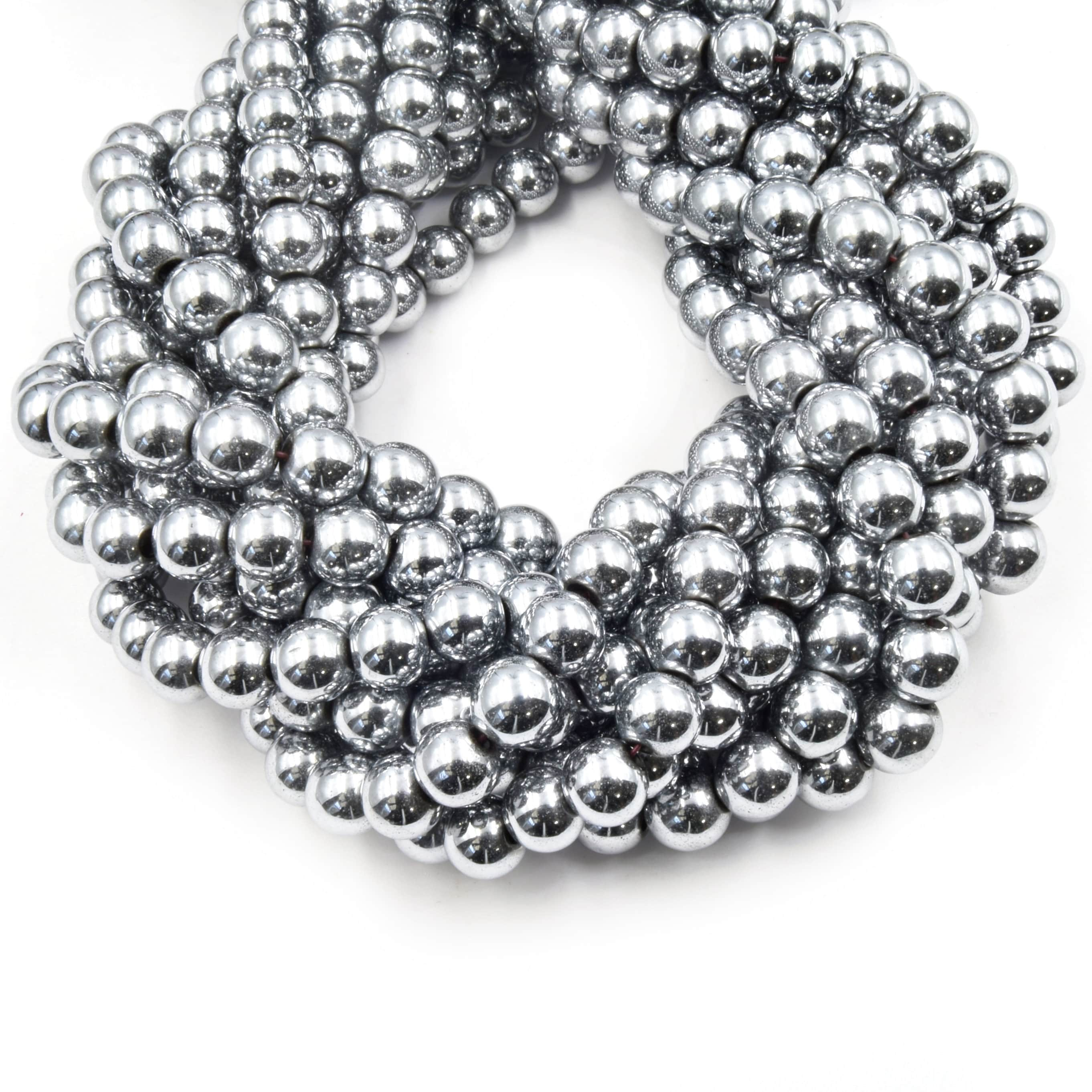 Magnetic Beads Hematite 6mm Faceted Round