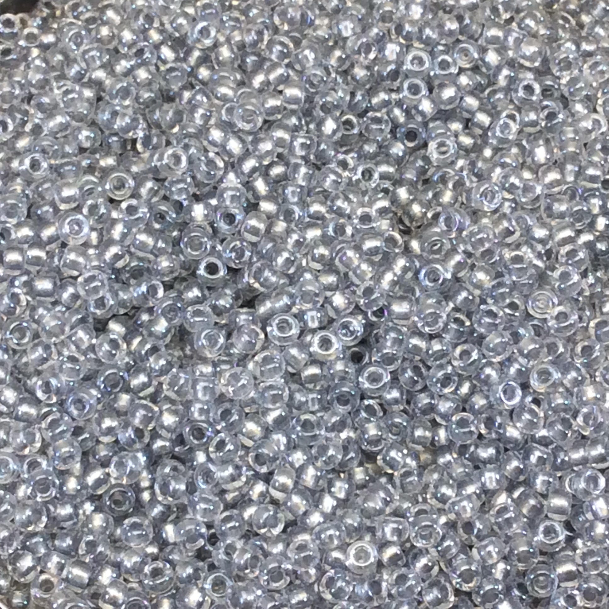 Size 11/0 Glossy Finish Sparkle Pewter-lined Crystal Color
