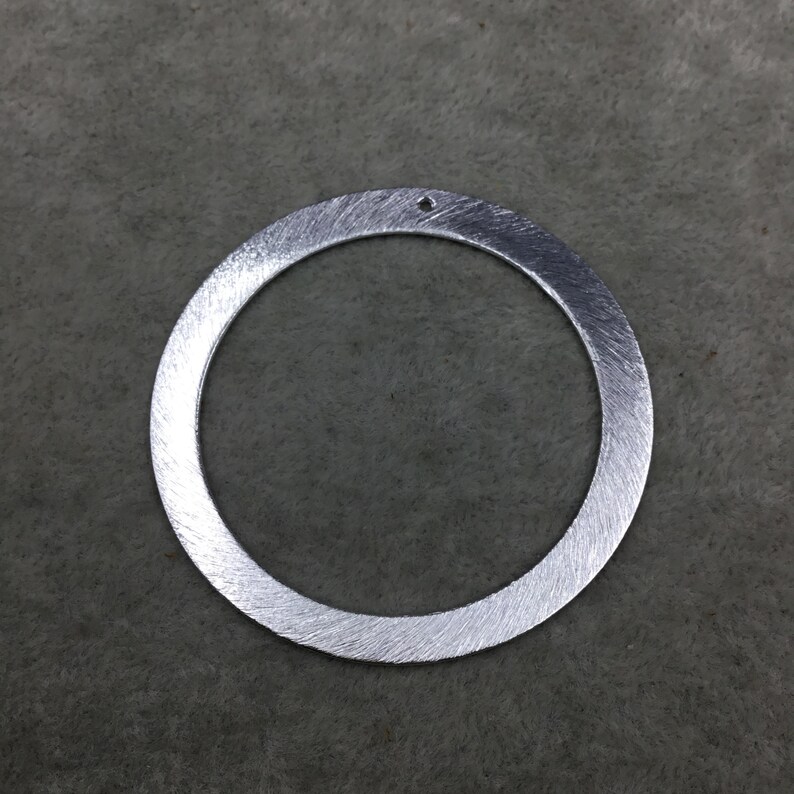 50mm Silver Brushed Finish Thick Open CircleRing Shaped Plated Brass Components Sold in Pre-Counted Bulk Packs of 10 Pieces 022-SV