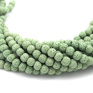 Light Green 16mm Lava Beads, Round Diffuser Stone for Jewelry Making