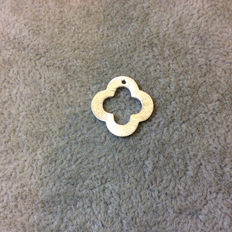 047-SV Sold in Pre-Counted Bulk Packs of 10 Pieces 17mm Silver Brushed Finish Thick Open Quatrefoil Shaped Plated Copper Components