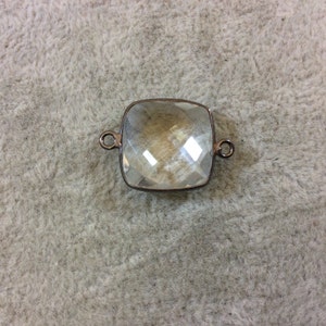 Gunmetal Plated Faceted Clear Quartz Square Bezel Connector (18mm) – Jewelry Making Supply