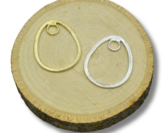 Teardrop Shaped Plated Copper Components with Inner Ring - Bulk Jewelry Findings, Packs of 10 - 22mm x 27mm