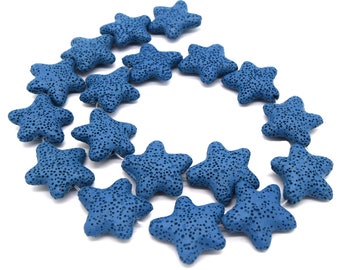 Star Lava Beads | Natural Blue Lava Rock Beads - 22mm 27mm 42mm Available | Diffuser Oil Jewelry