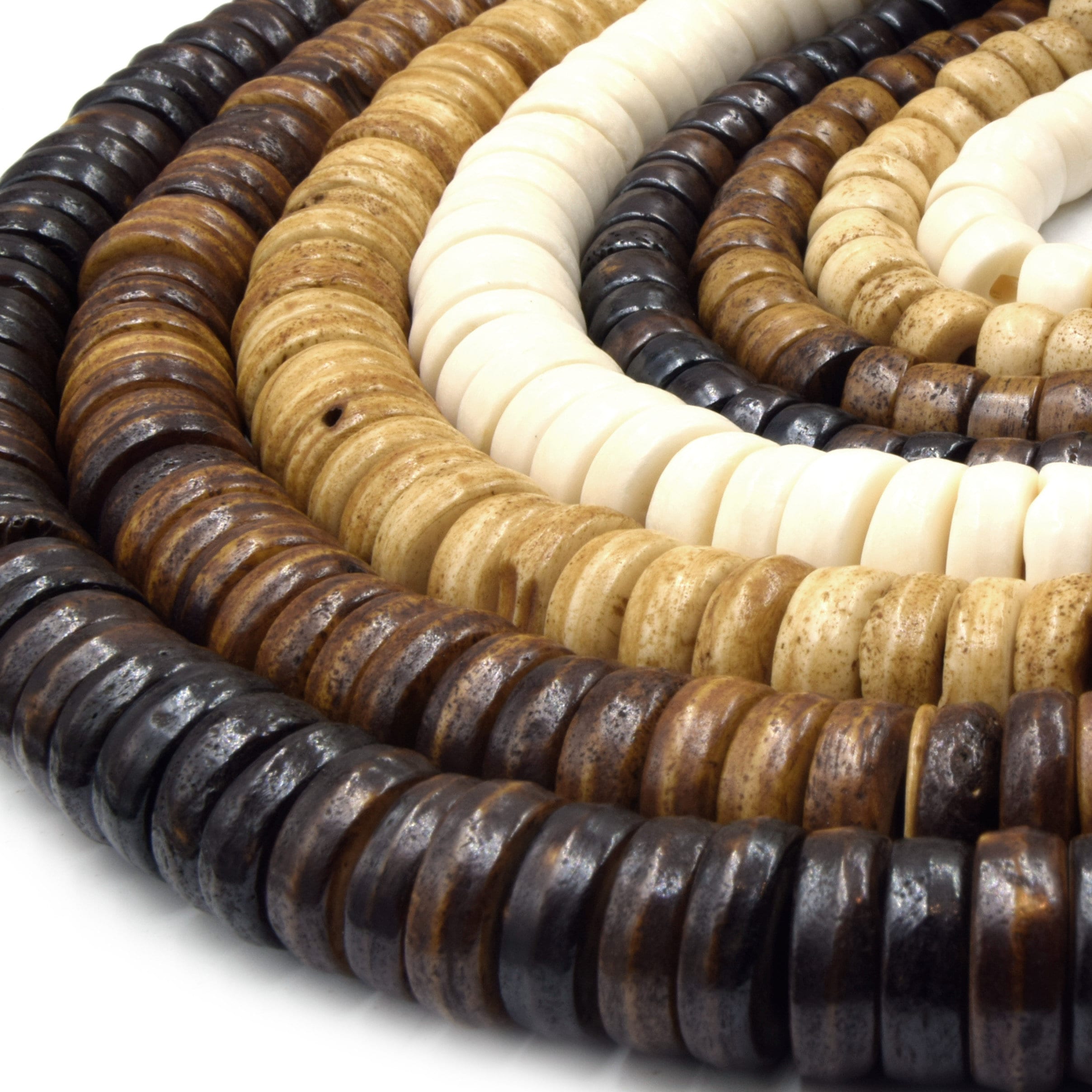 Bead mix, bone (natural), mixed size and shape. Sold per 250-gram pkg,  approximately 250-350 beads. - Fire Mountain Gems and Beads