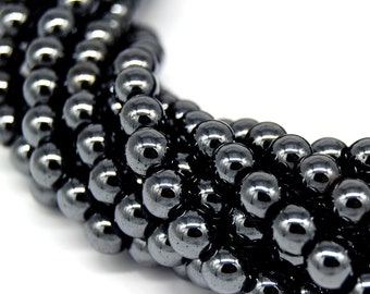 Gunmetal MAGNETIC Hematite Beads | Round Natural Gemstone Beads - 4mm 5mm 6mm 8mm 10mm 12mm Available