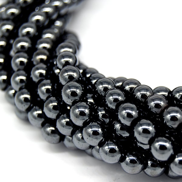 Gunmetal MAGNETIC Hematite Beads | Round Natural Gemstone Beads - 4mm 5mm 6mm 8mm 10mm 12mm Available