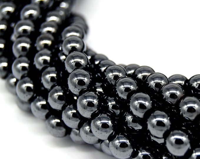 Hematite Beads | Gunmetal Smooth - 4mm 6mm 8mm 10mm 12mm 14mm