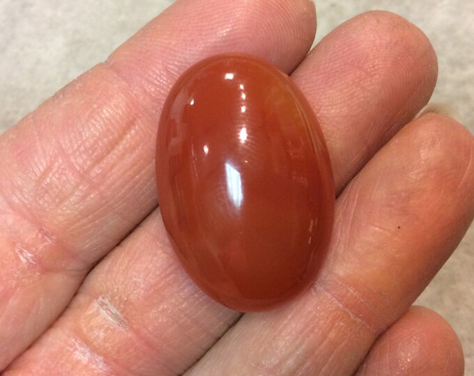 Natural OOAK Small Oblong Oval Shaped Carnelian Flat Back Cabochon - Measuring 20mm x 30mm, 11mm Dome Height - Semi-Precious Gemstone Cab
