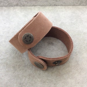 1&quot; Wide Camel Brown Genuine Leather Blank Cuff Bracelet with Oxidized Brass Snap Clasp - Measuring 26mm Wide x 222mm Long, Approx.