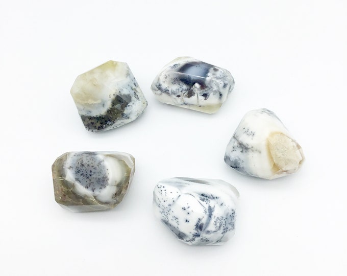 45-50mm Large Faceted Dendritic Opal Nugget Bead - Sold Individually, Randomly Chosen - High Quality Hand-Cut Indian Semi-Precious Gemstone