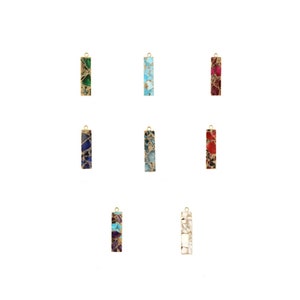 Mojave Copper Turquoise Rectangle Pendants: Gold Plated DIY Earrings (Pair)