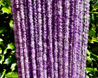 3mm Faceted Amethyst Rondelle Shaped Beads