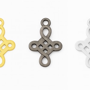 Mini Celtic Knot Connectors | 15x19mm Plated Copper Charms in Gold, Silver, Gunmetal | Pack of 10 Small Cross Pendants for Jewelry