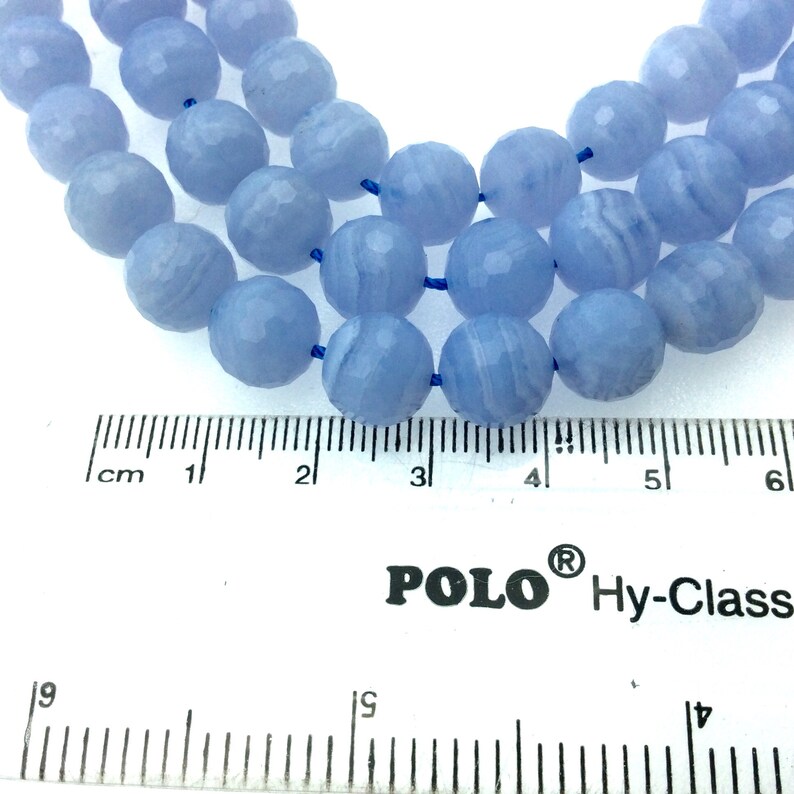 ~ 40 Beads Sold by 15 Strands UNENHANCEDUNTREATED 10mm Natural Faceted Glossy Blue Agate Round Beads - Semi-Precious Gemstone