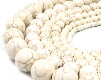 White Magnesite Beads | Smooth Round Magnesite Beads - 4mm 6mm 8mm 10mm 12mm 16mm