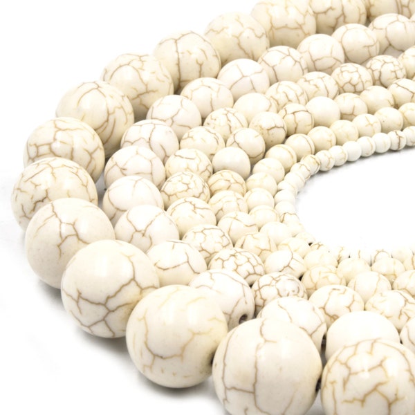 White Magnesite Beads | Smooth Round Magnesite Beads - 4mm 6mm 8mm 10mm 12mm 16mm