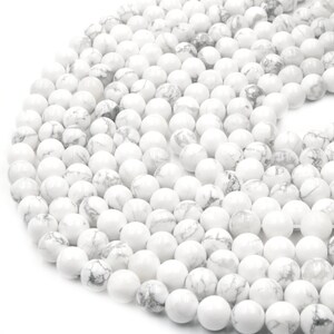 White Howlite Beads Matte Round Natural Howlite Beads 4mm 6mm 8mm 10mm 12mm Bead Supplies image 2