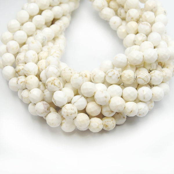 White Buffalo Turquoise Beads | Natural Gemstone Beads | Smooth Matte Faceted | 4mm 6mm 8mm 10mm 12mm Available