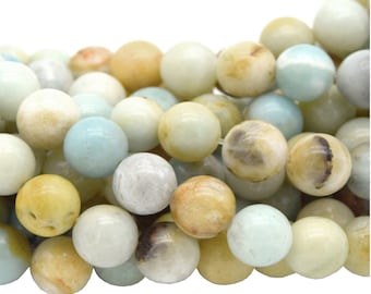 Amazonite Beads - Smooth Round Natural Gemstone Beads - 4mm 6mm 8mm 10mm 12mm Available