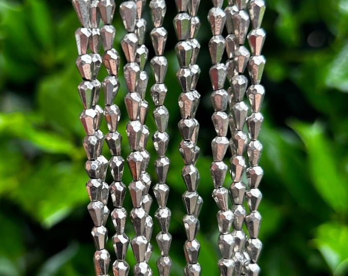 Pyrite Center Drilled Teardrop Beads  - 3mm x 5mm Faceted