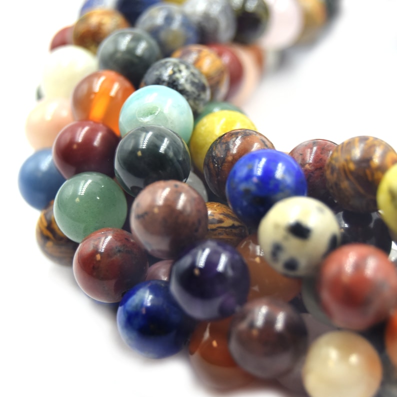 Mixed Gemstone Beads Natural Smooth Round Gemstone Beads Etsy UK
