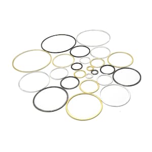 Brushed Finish Circle/Hoop Shaped Plated Copper Components - Packs of 10 - 12, 20, 30, 38, 40, 45, 50, 55, 60, 70mm - Gold, Silver, Gunmetal