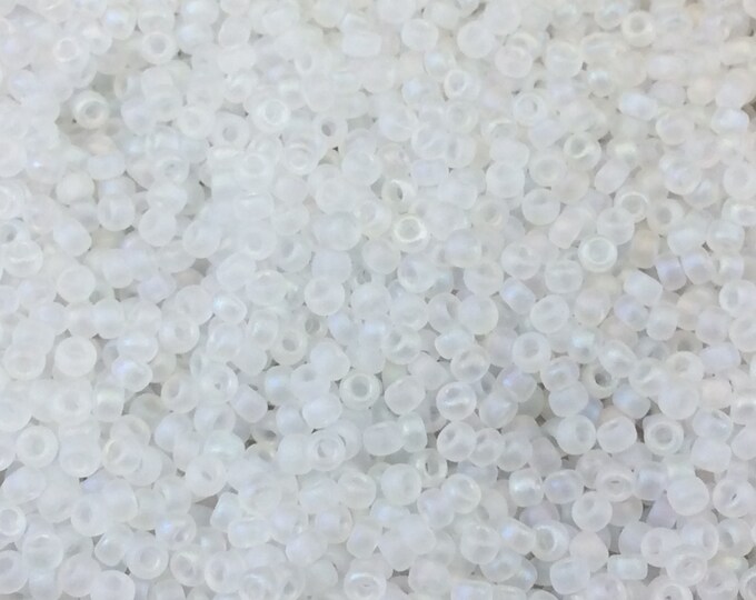 Size 11/0 Matte Finish Transparent Crystal AB Miyuki Glass Seed Beads - Sold by 23 Gram Tubes (~ 2500 Beads / Tube) - (11-9131FR)