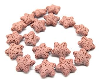 Star Lava Beads | Natural Rose Pink Lava Rock Beads - 22mm 27mm 42mm Available