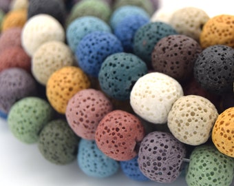 Lava Beads - Multicolor Rainbow Round Diffuser Beads | Sizes: 6mm, 8mm, 10mm, 12mm, 14mm, 16mm, 18mm, 20mm Available
