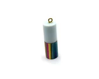 Rainbow Wooden Acrylic Focal Pendant for Jewelry Making