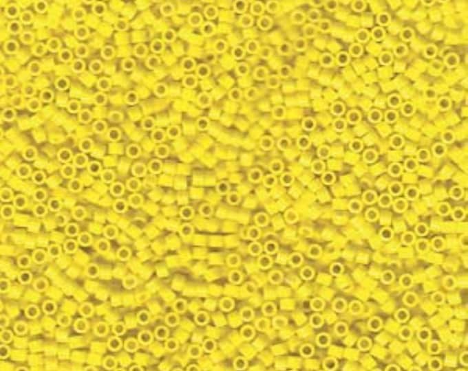 Size 11/0 Glossy Finish Opaque Yellow Genuine Miyuki Delica Glass Seed Beads - Sold by 7.2 Gram Tubes (Approx. 1300 Beads per 2" Tube)